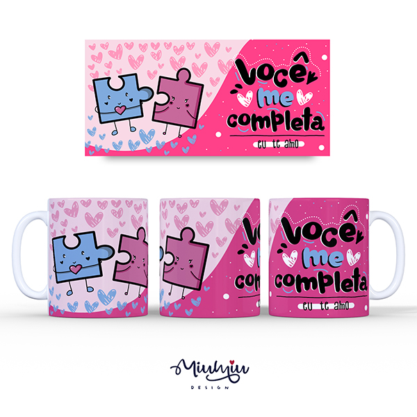 Arte para Caneca Romântica Você me Completa